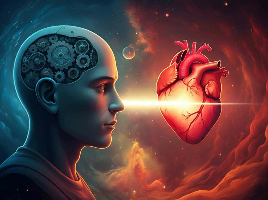 Visualisierung der Verbindung von Logik-Gehirn und Emotions-Herz