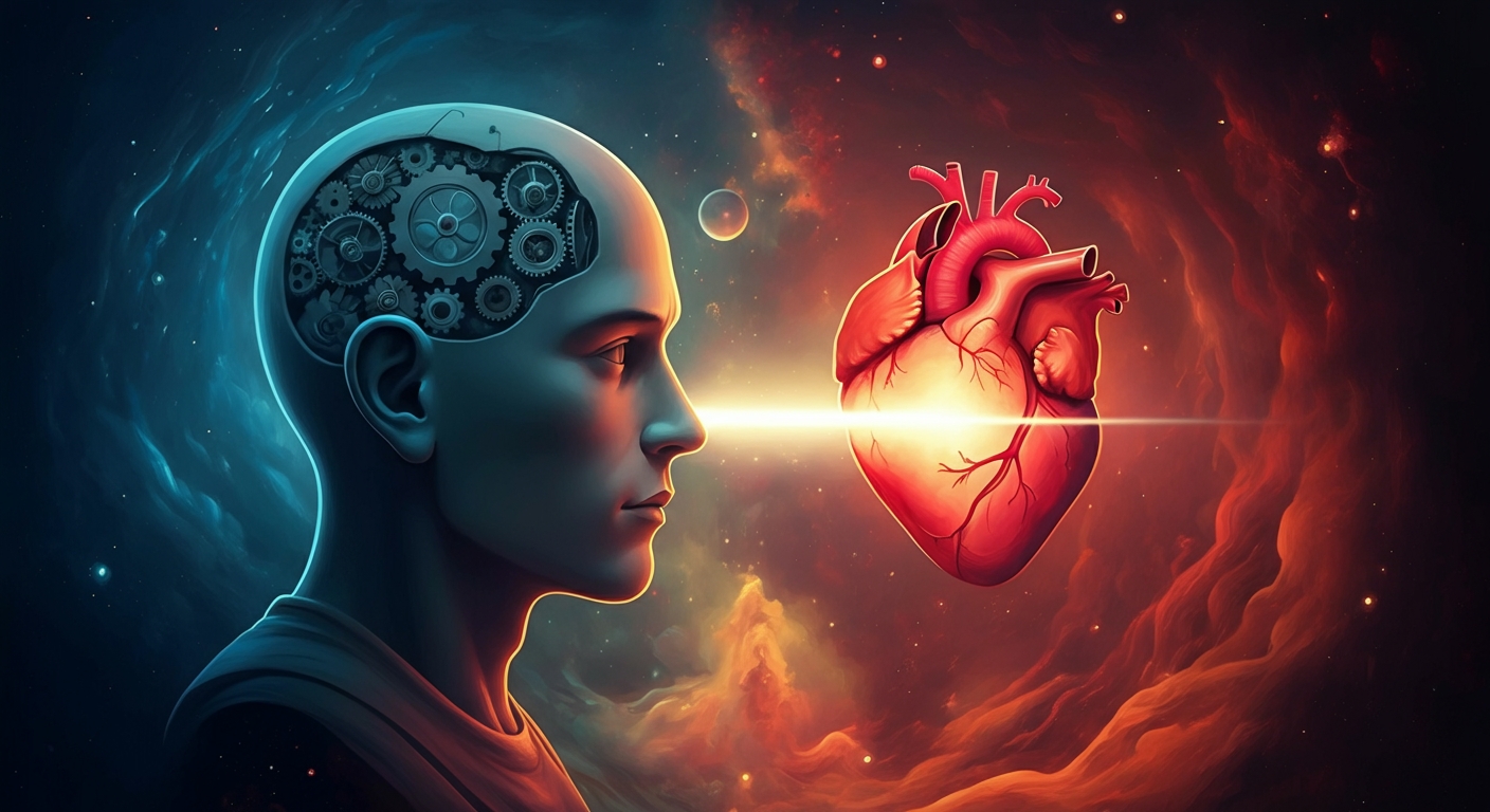 Visualisierung der Verbindung von Logik-Gehirn und Emotions-Herz