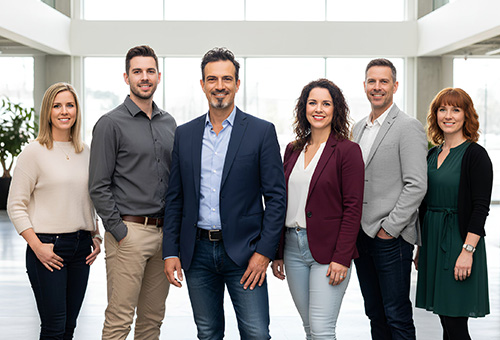 Visualisierung des 'Hub & Spoke' Modells: Ein zentraler Stratege (Thorsten Litzki) orchestriert ein Netzwerk aus spezialisierten Partnern.